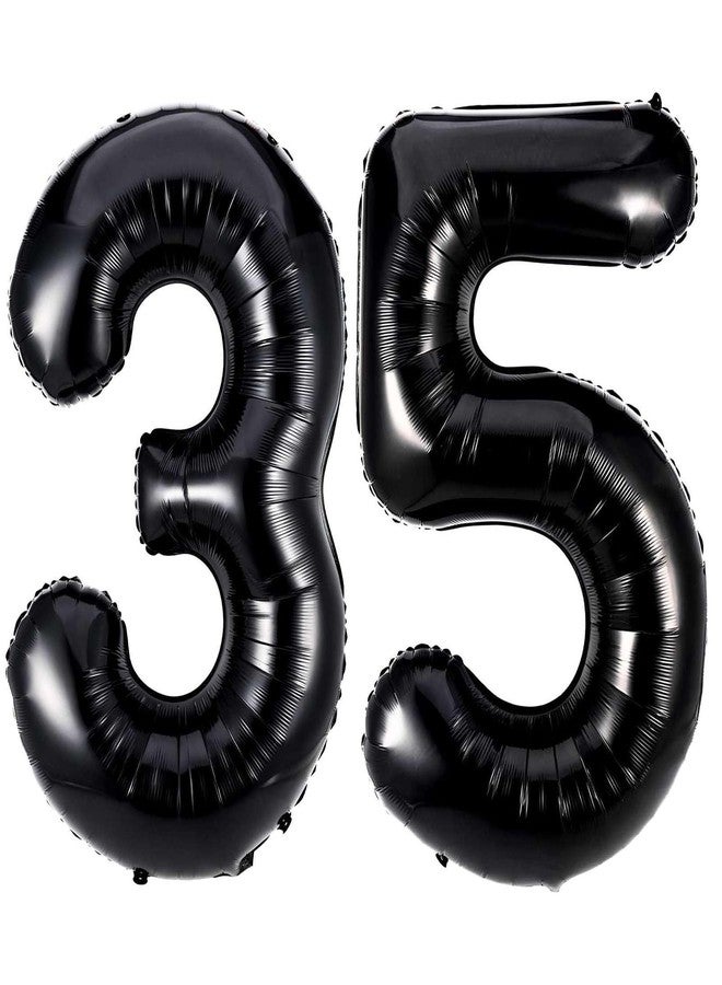 Lovoir Black 35 Number Balloons, 40 Inch Giant Number 35 Balloons Foil Mylar Helium Black Number Balloons for 35th Birthday Party Supplies Anniversary Event Celebration Decorations - Image 1